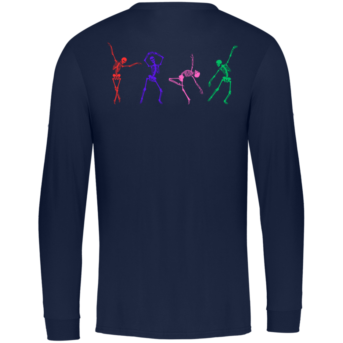 Bright Dancing Skeletons / Front and Back Unisex Long Sleeve Russel Athletic  / Multiple Colors