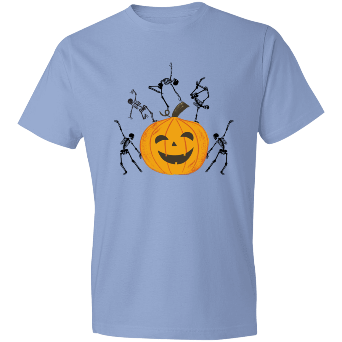 Dancing Skeletons on Jack o'Lantern / Lightweight T-Shirt / Multiple Colors