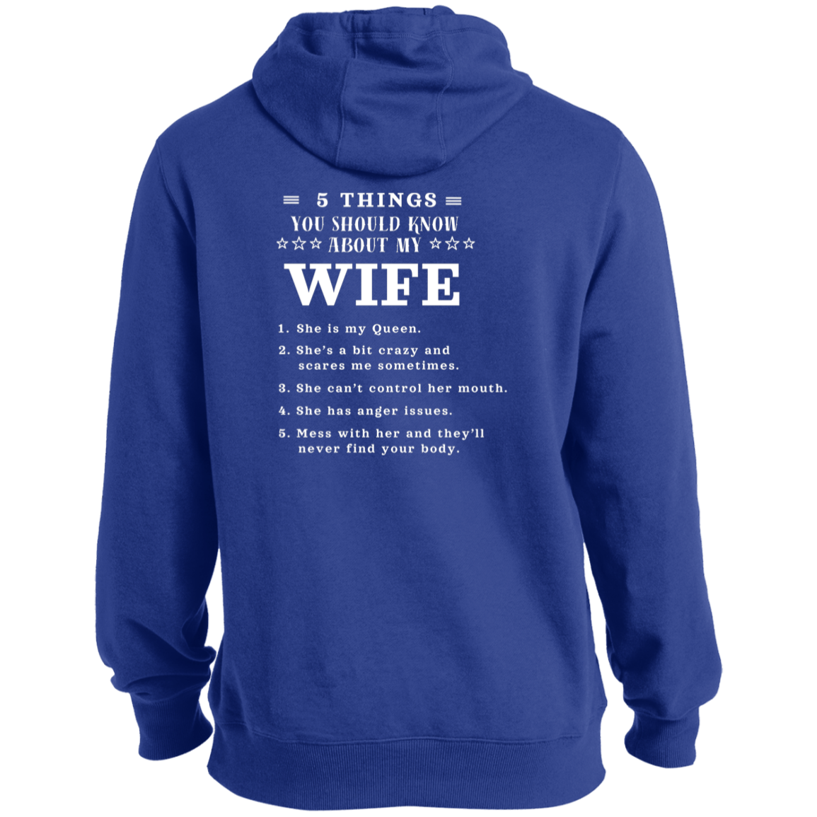 5 Things You Should Know About My Wife / Pullover Hoodie / Black or Blue