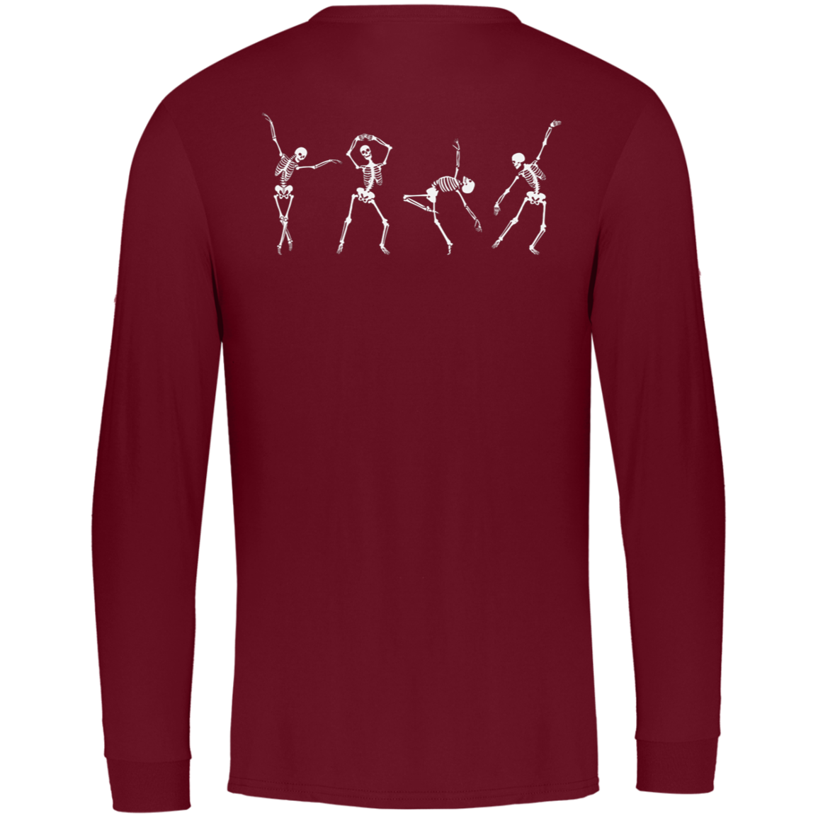 White Dancing Skeltons Front and Back / Unisex Long Sleeve from Russel Athletics / Multiple Colors