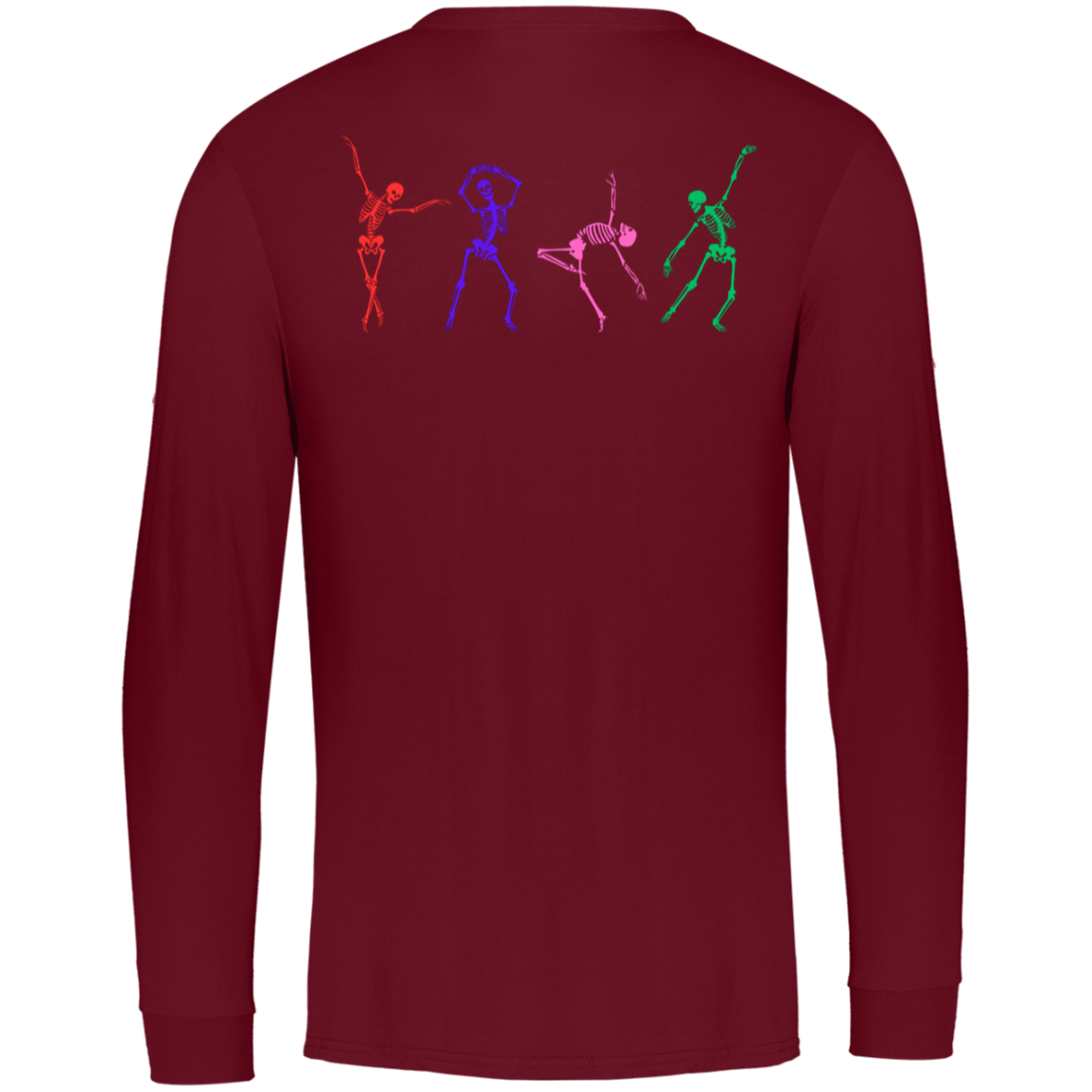 Bright Dancing Skeletons / Front and Back Unisex Long Sleeve Russel Athletic  / Multiple Colors