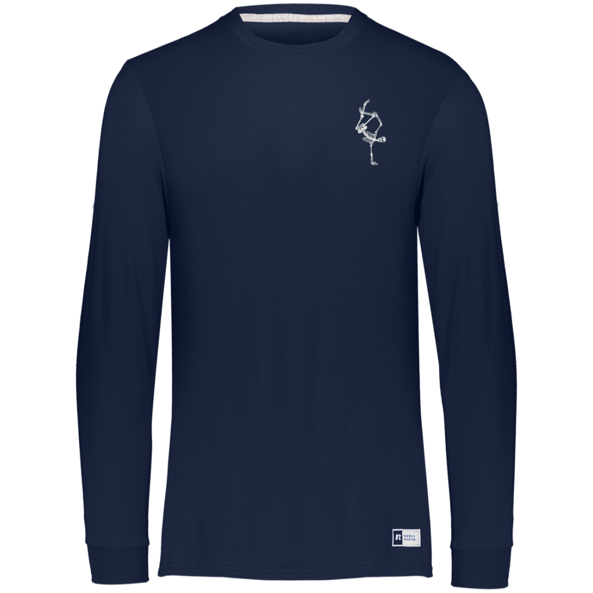 White Dancing Skeltons Front and Back / Unisex Long Sleeve from Russel Athletics / Multiple Colors