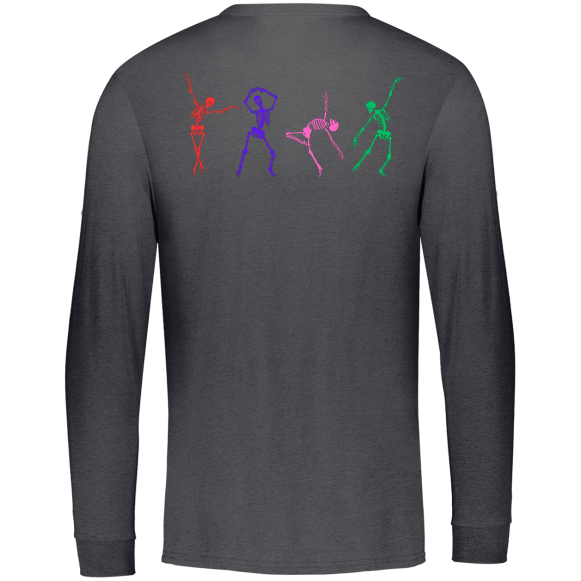 Bright Dancing Skeletons / Front and Back Unisex Long Sleeve Russel Athletic  / Multiple Colors