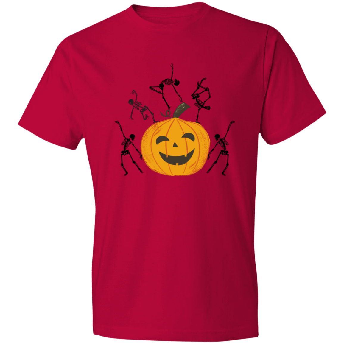 Dancing Skeletons on Jack o'Lantern / Lightweight T-Shirt / Multiple Colors