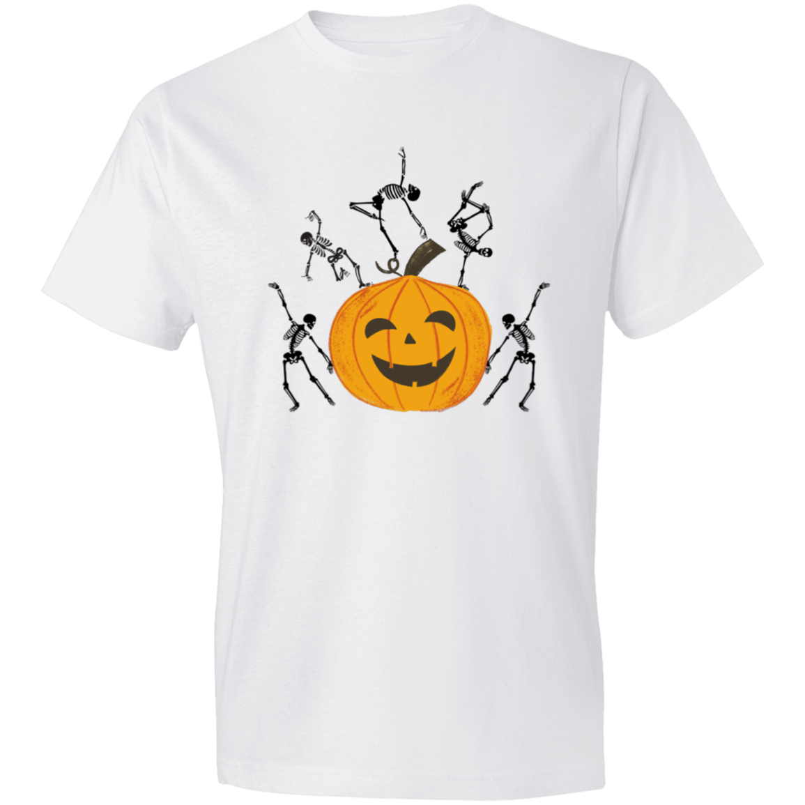 Dancing Skeletons on Jack o'Lantern / Lightweight T-Shirt / Multiple Colors