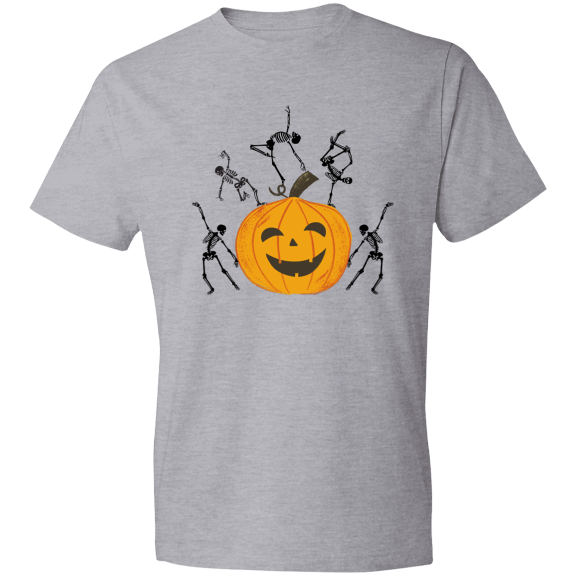 Dancing Skeletons on Jack o'Lantern / Lightweight T-Shirt / Multiple Colors