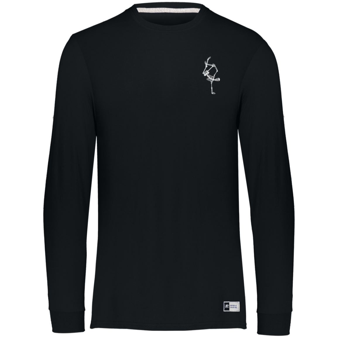 White Dancing Skeltons Front and Back / Unisex Long Sleeve from Russel Athletics / Multiple Colors