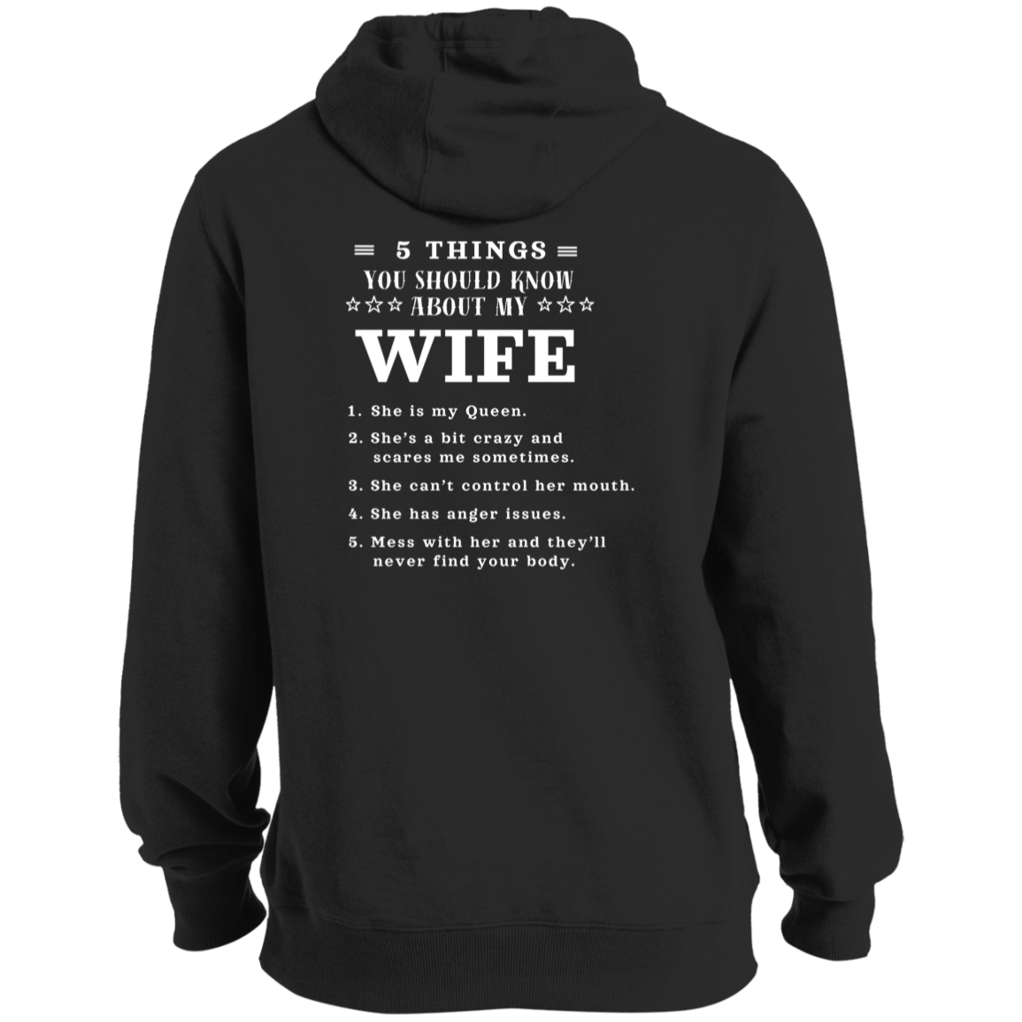 5 Things You Should Know About My Wife / Pullover Hoodie / Black or Blue