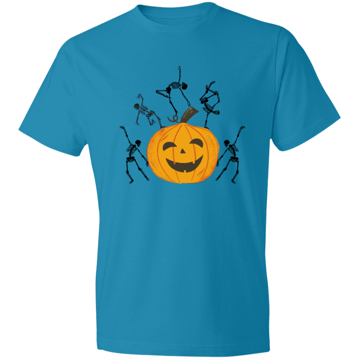 Dancing Skeletons on Jack o'Lantern / Lightweight T-Shirt / Multiple Colors