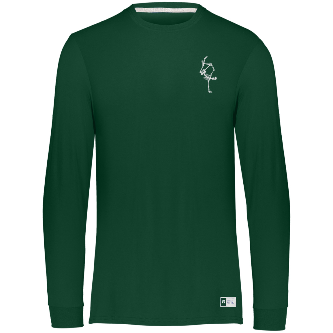 White Dancing Skeltons Front and Back / Unisex Long Sleeve from Russel Athletics / Multiple Colors