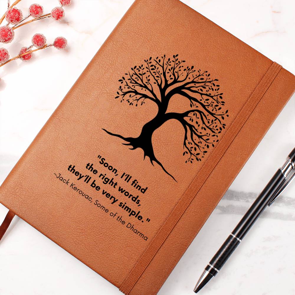 Vegan Leather Journal: Jack Kerouac Quote Journal with Tree Motif