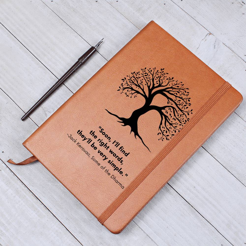 Vegan Leather Journal: Jack Kerouac Quote Journal with Tree Motif