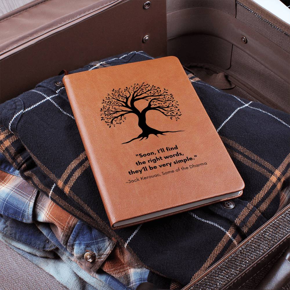 Vegan Leather Journal: Jack Kerouac Quote Journal with Tree Motif