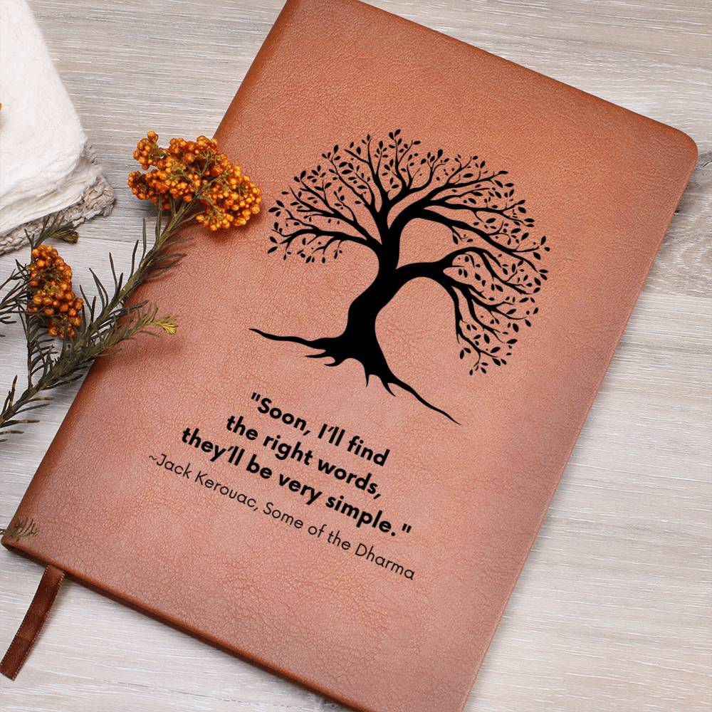 Vegan Leather Journal: Jack Kerouac Quote Journal with Tree Motif