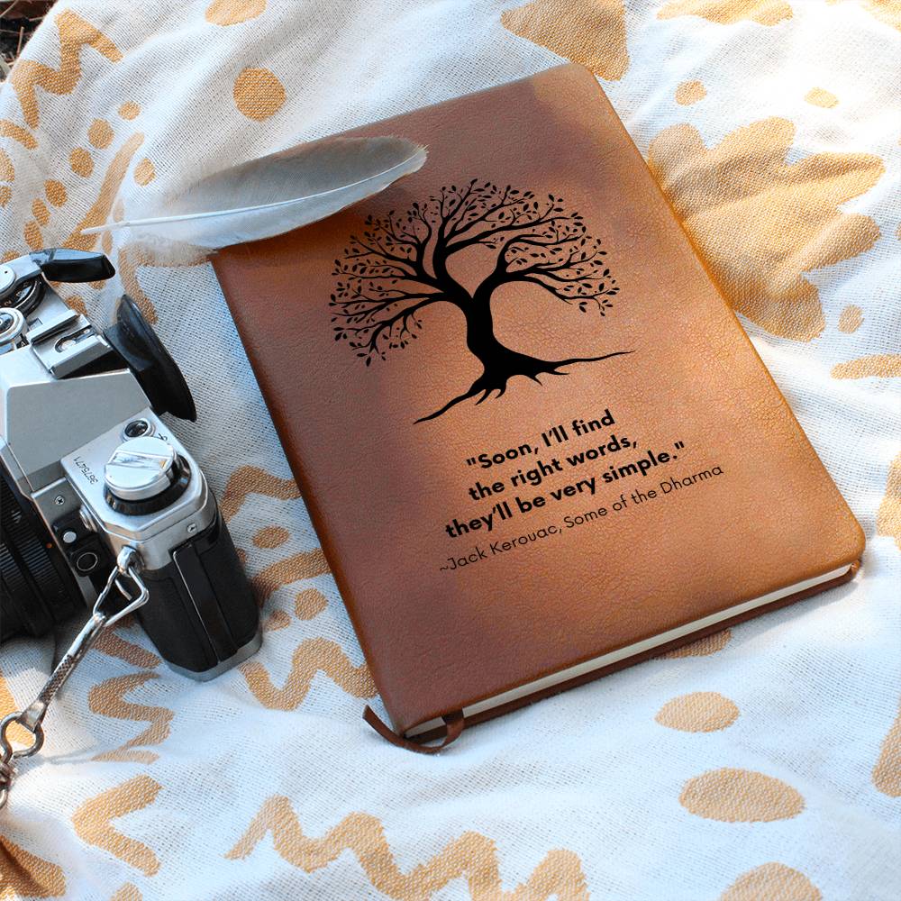 Vegan Leather Journal: Jack Kerouac Quote Journal with Tree Motif