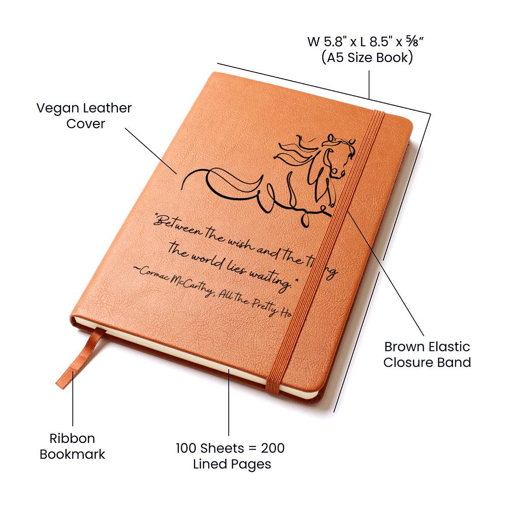 Vegan Leather Journal: Cormac McCarthy Quote Journal with Horse Motif