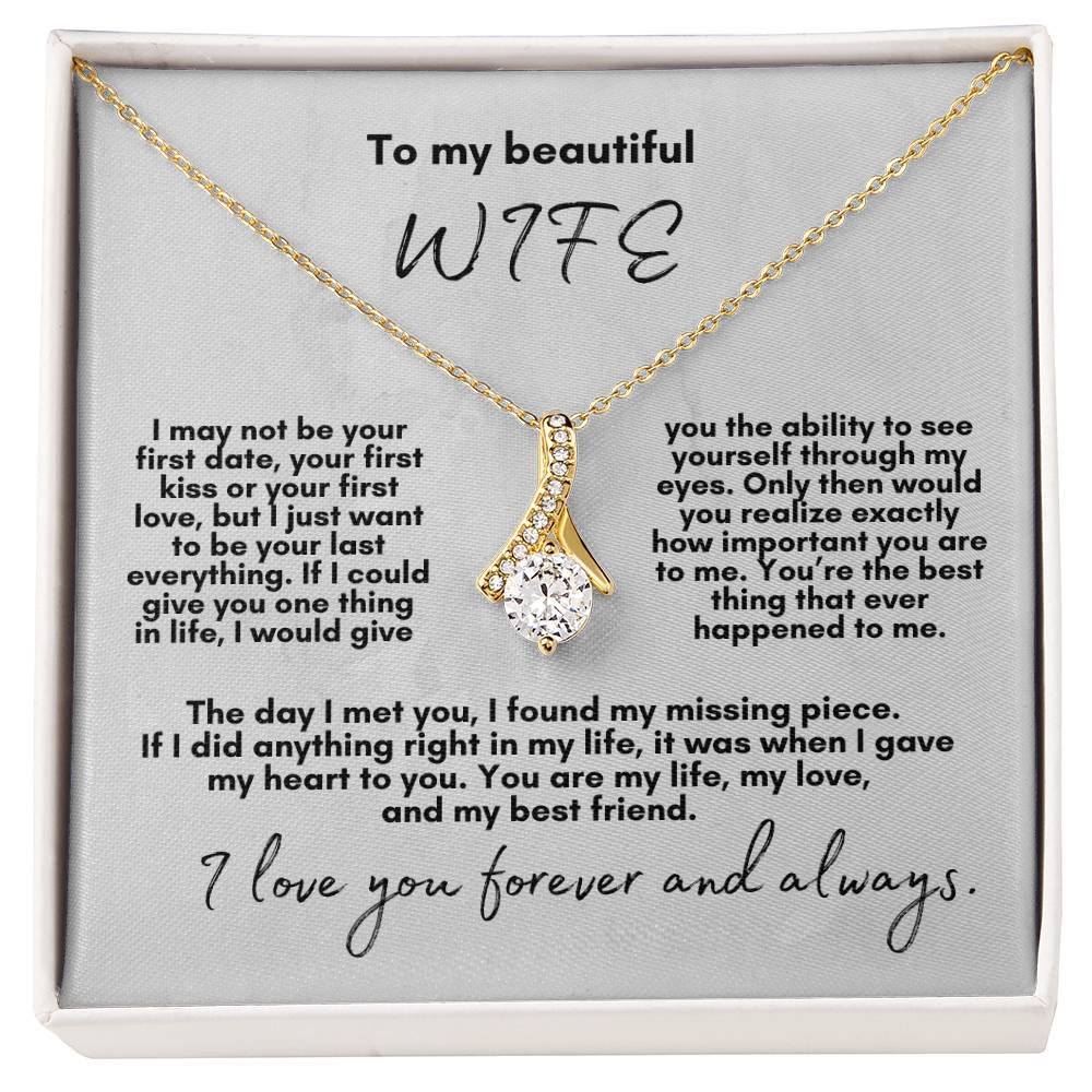 For Beautiful Wife: Alluring Beauty Necklace (White Marble Card)