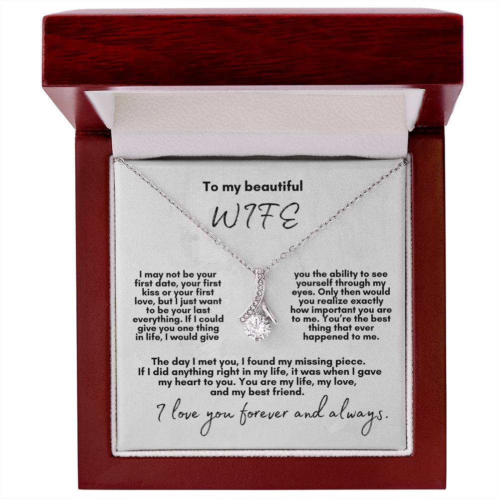 For Beautiful Wife: Alluring Beauty Necklace (White Marble Card)